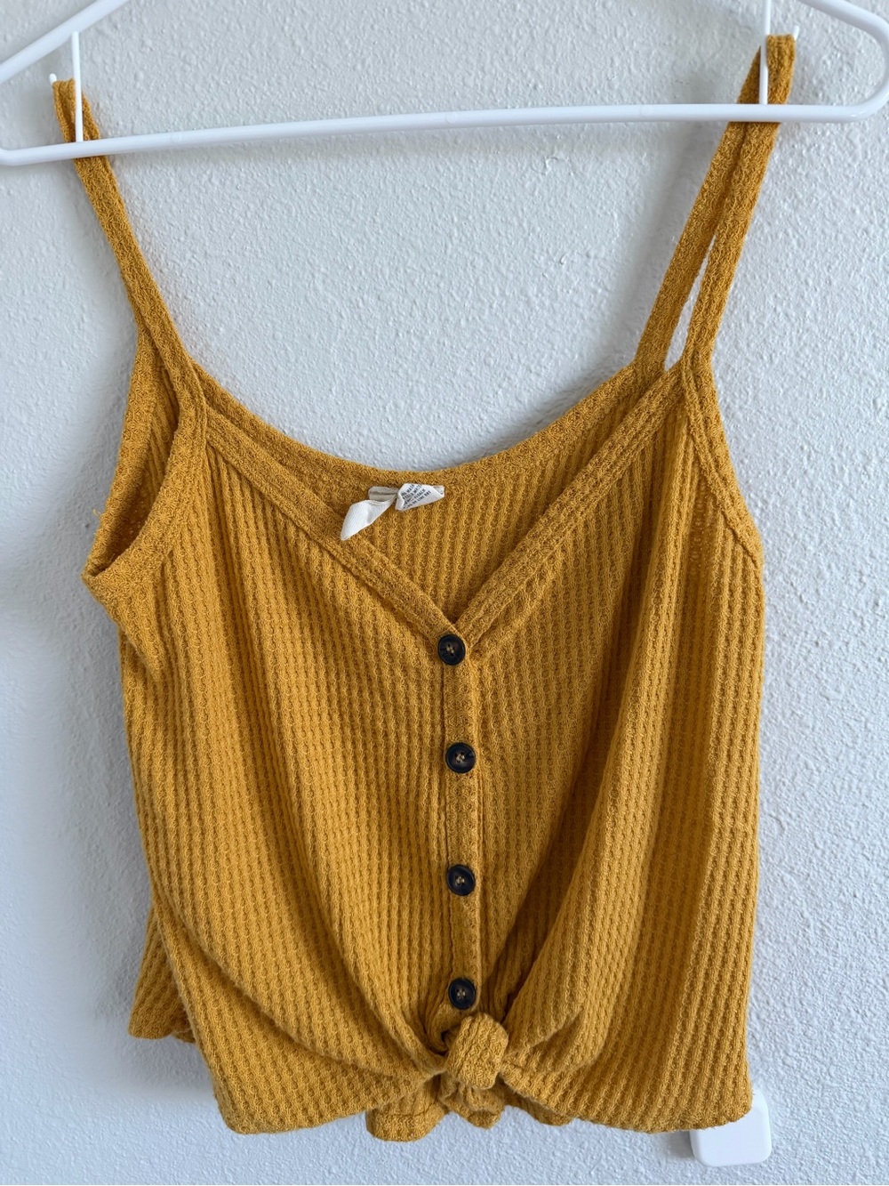 Sky and Sparrow Mustard Yellow Waffle Knit Top